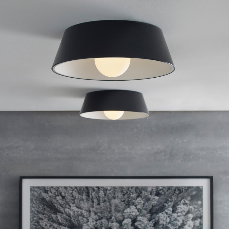 Matte Black Glass LED Drum Indoor/Outdoor Flush Mount