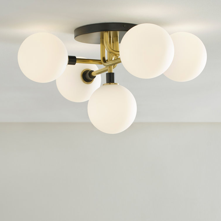 Polished Nickel 22" Glass Globe LED Flush Mount Light