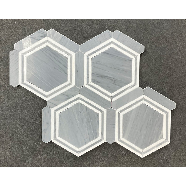 Bardiglio Gray Marble Hexagon Mosaic Wall and Floor Tile