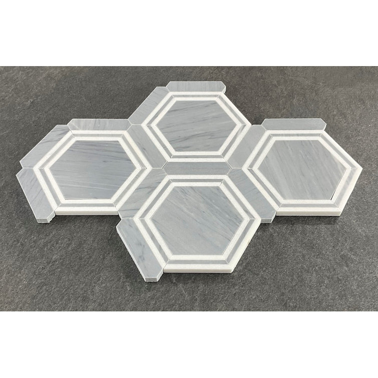 Bardiglio Gray Marble Hexagon Mosaic Wall and Floor Tile