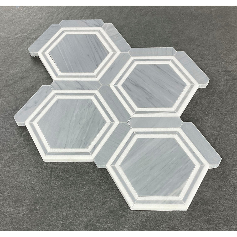 Bardiglio Gray Marble Hexagon Mosaic Wall and Floor Tile