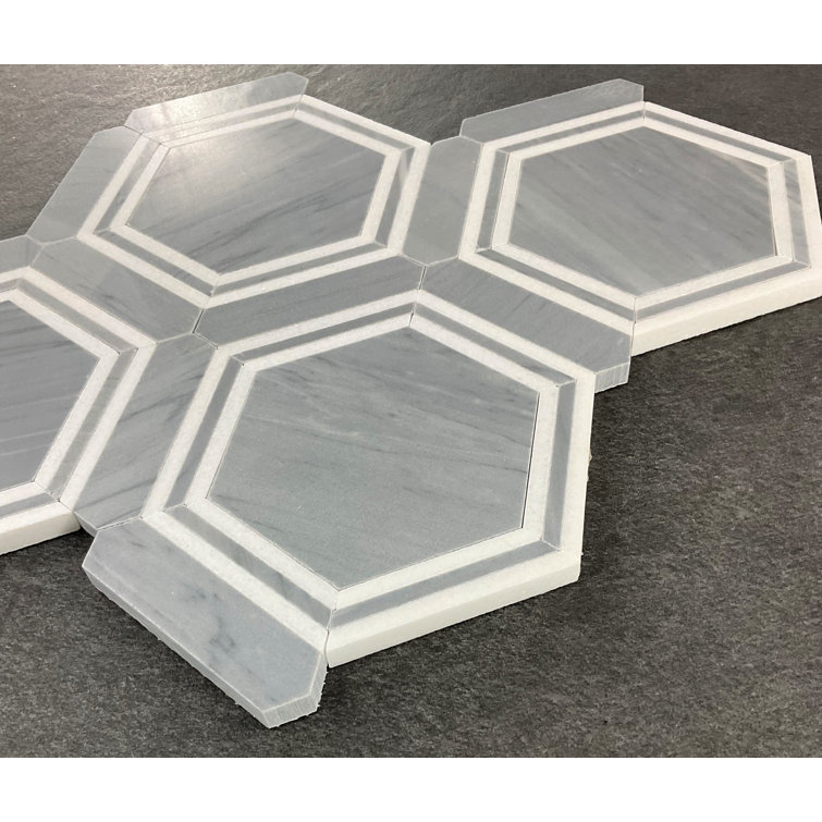 Bardiglio Gray Marble Hexagon Mosaic Wall and Floor Tile