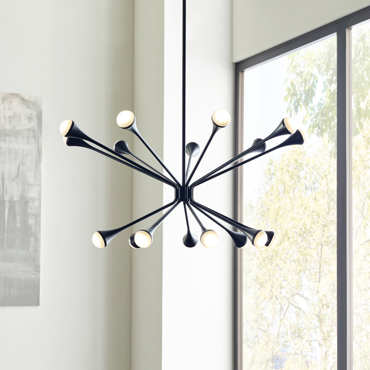 Matte Black Dual-Ring 18-Light LED Chandelier