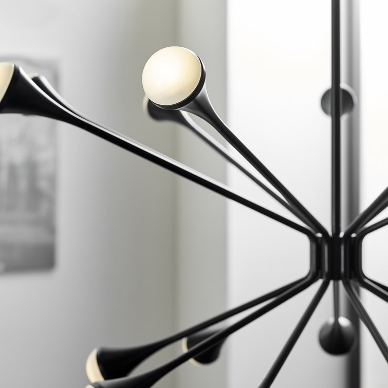 Matte Black Dual-Ring 18-Light LED Chandelier
