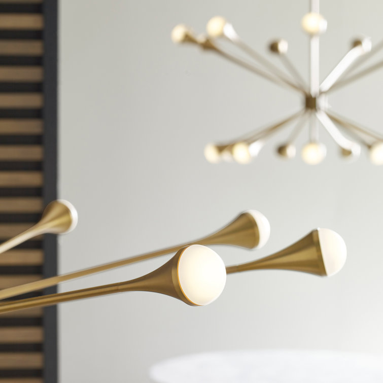 Aged Brass 20-Light LED Mid-Century Modern Chandelier