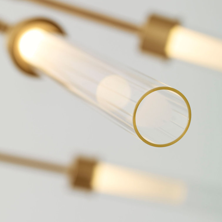 Natural Brass 12-Light LED Chandelier with Glass Shades