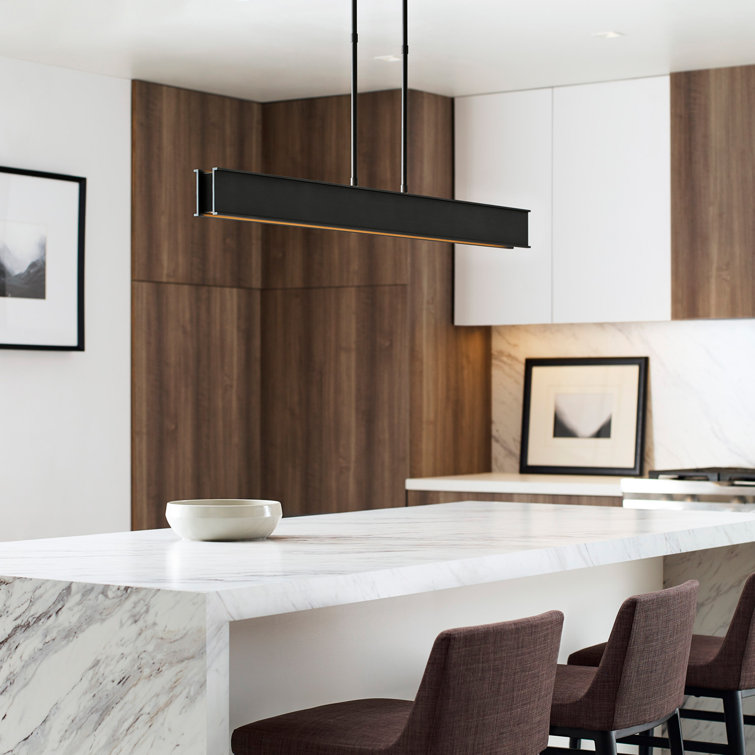 Plated Brass Linear LED Island Pendant Light
