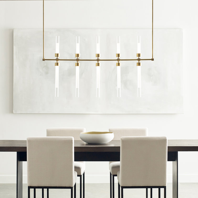 Linger 10-Light LED Linear Suspension in Natural Brass and Polished Nickel