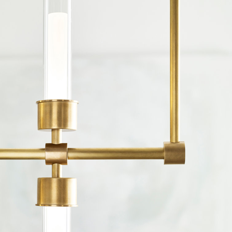 Linger 10-Light LED Linear Suspension in Natural Brass and Polished Nickel