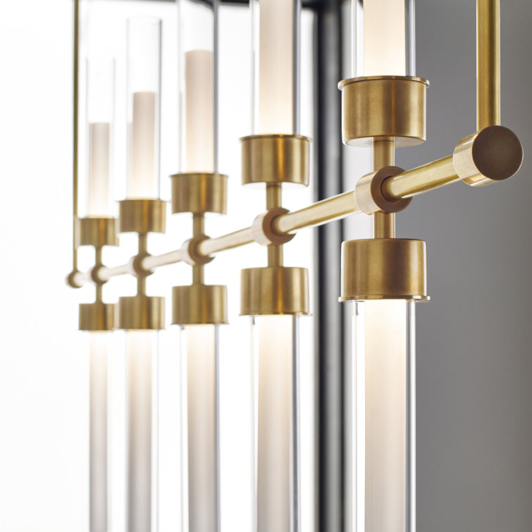 Linger 10-Light LED Linear Suspension in Natural Brass and Polished Nickel