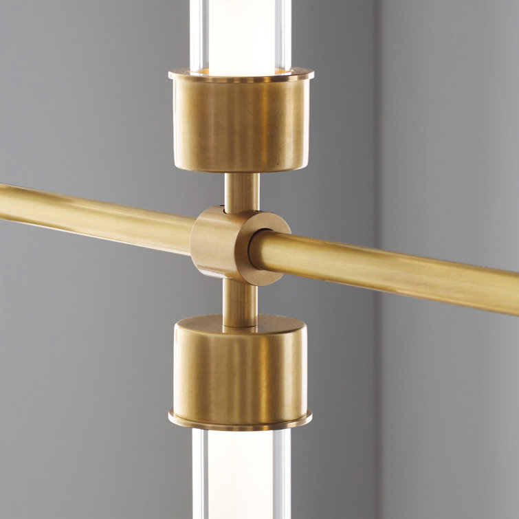 Linger 10-Light LED Linear Suspension in Natural Brass and Polished Nickel