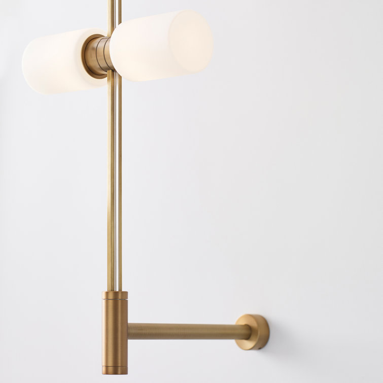 Aged Brass 8-Light Dimmable LED Wall Sconce with Frosted Glass Shades