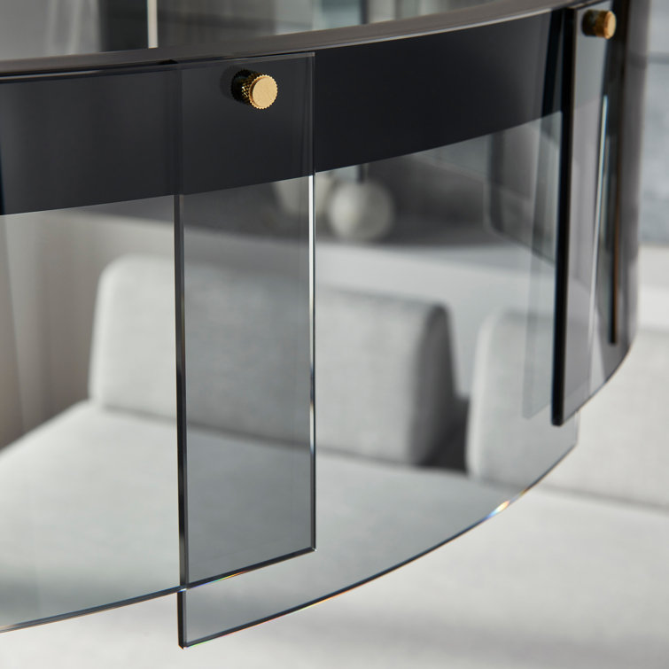 Elegant Smoke Black Glass LED Drum Chandelier, 31" Wide