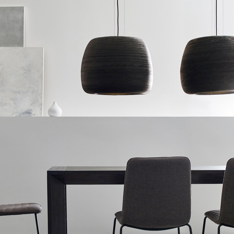 Elegant Black Ceramic Drum Pendant Light with Adjustable Cord