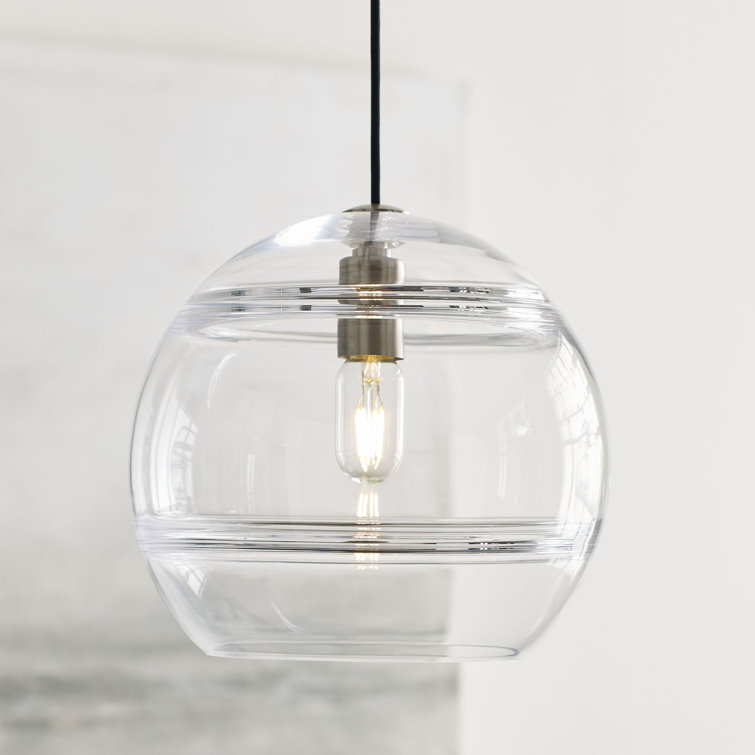 Sedona Contemporary Globe LED Pendant in Satin Nickel with Clear Glass