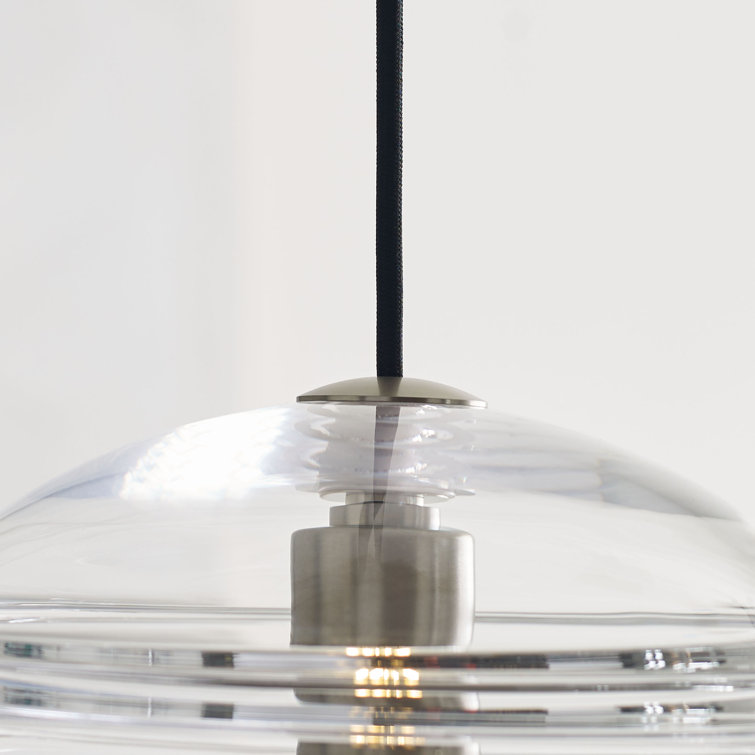 Sedona Contemporary Globe LED Pendant in Satin Nickel with Clear Glass