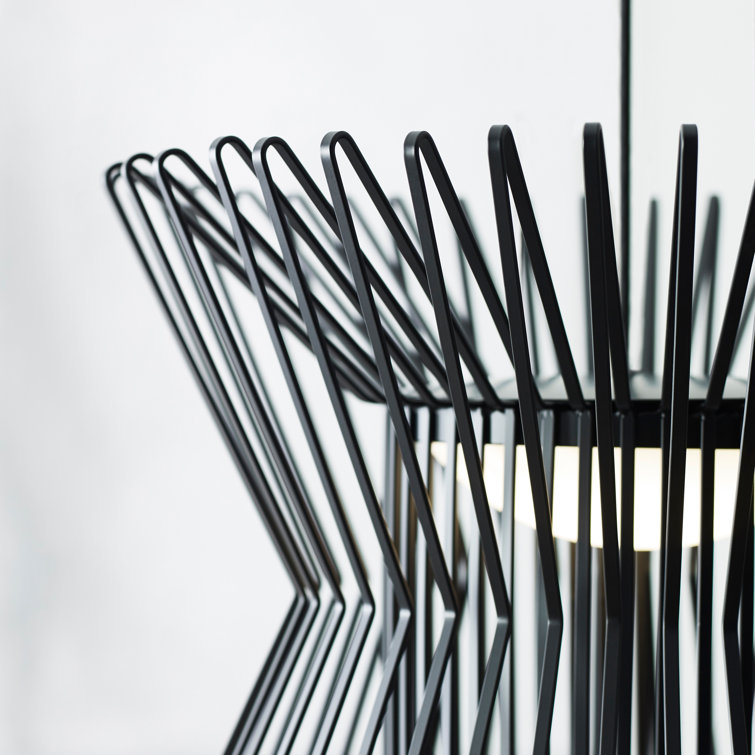 Matte Black Geometric LED Pendant Light with Integrated Bulb