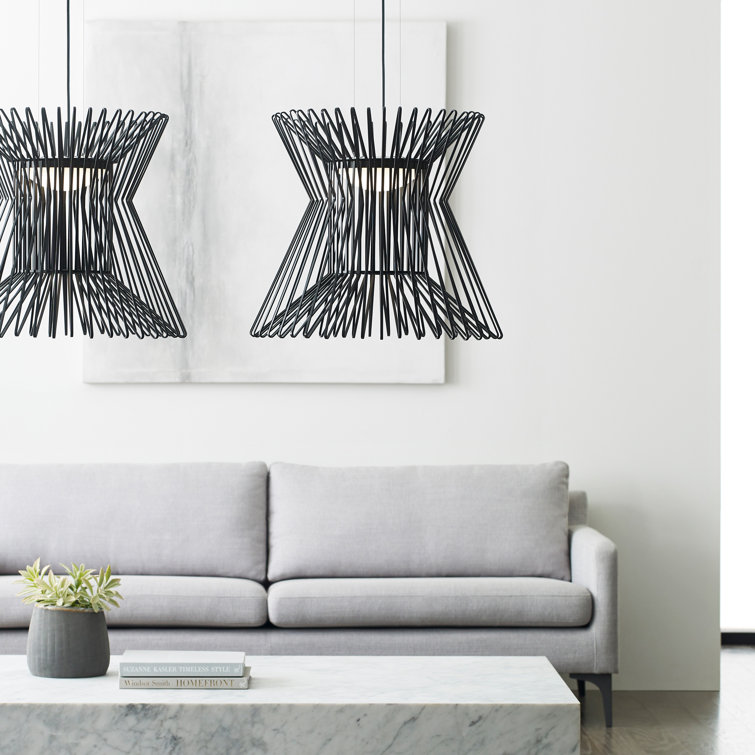 Matte Black Geometric LED Pendant Light with Integrated Bulb