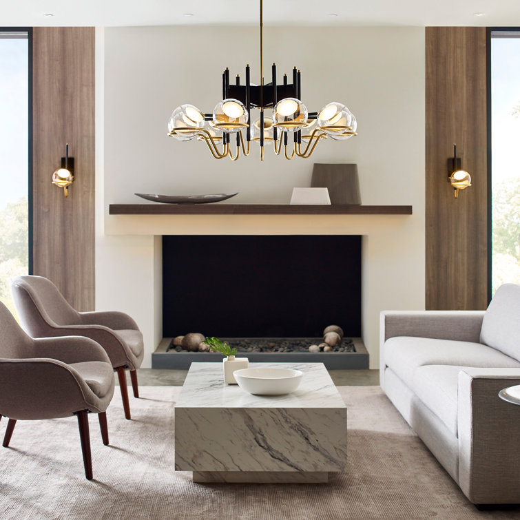 Crosby Medium Dimmable LED Wall Sconce in Glossy Black and Natural Brass