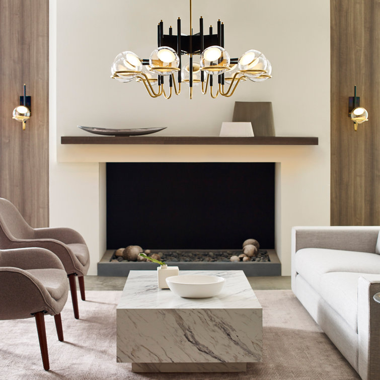Crosby Medium Dimmable LED Wall Sconce in Glossy Black and Natural Brass