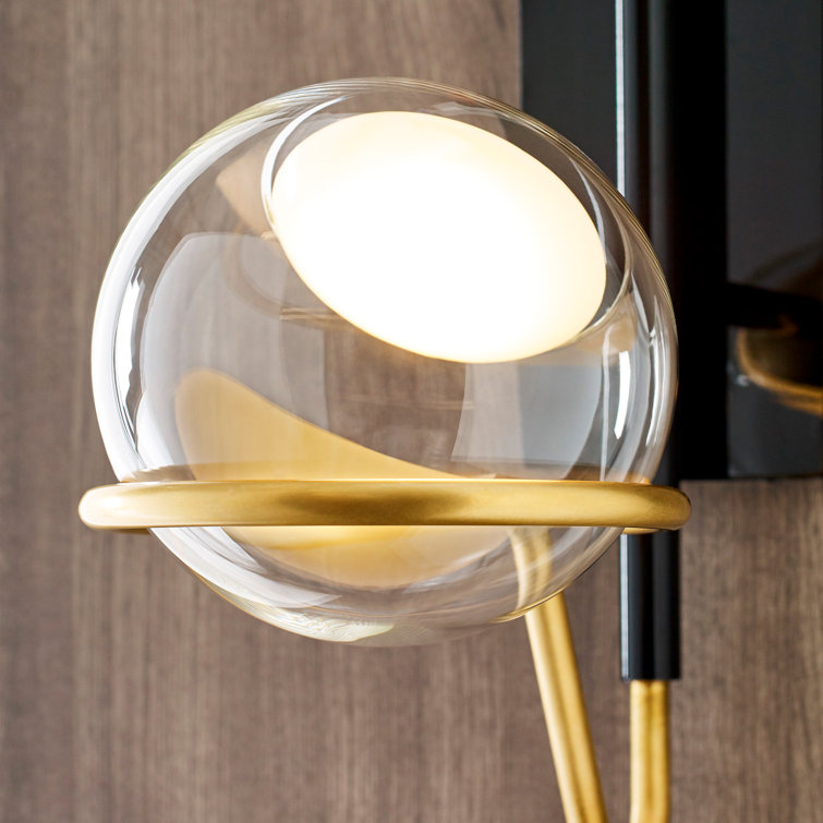 Crosby Medium Dimmable LED Wall Sconce in Glossy Black and Natural Brass