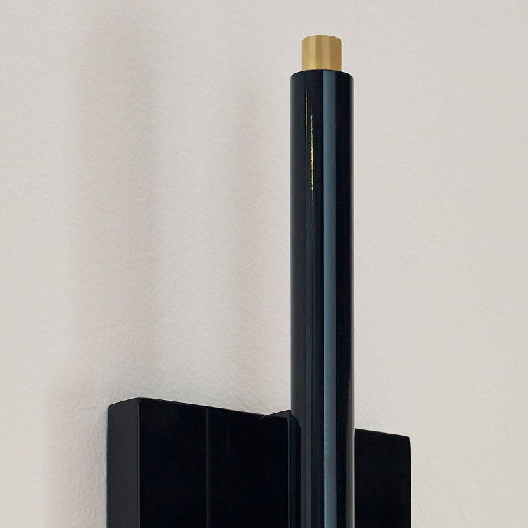 Crosby Medium Dimmable LED Wall Sconce in Glossy Black and Natural Brass