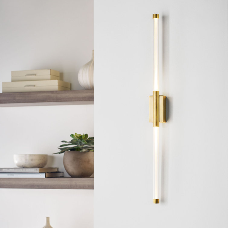 Natural Brass LED Wall Sconce with Clear Glass Shade