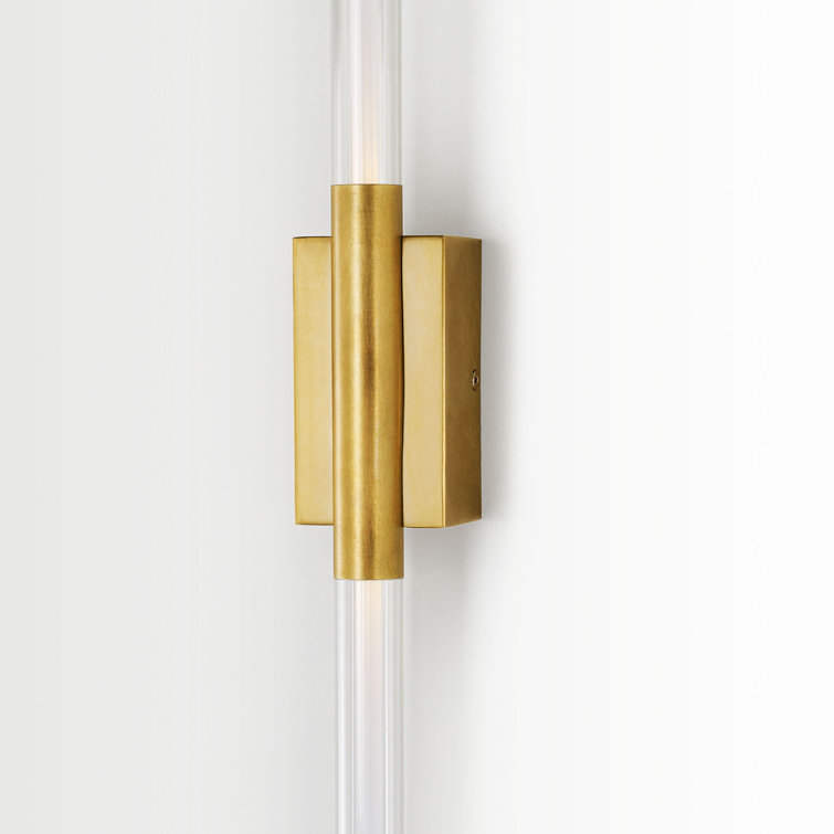 Natural Brass LED Wall Sconce with Clear Glass Shade