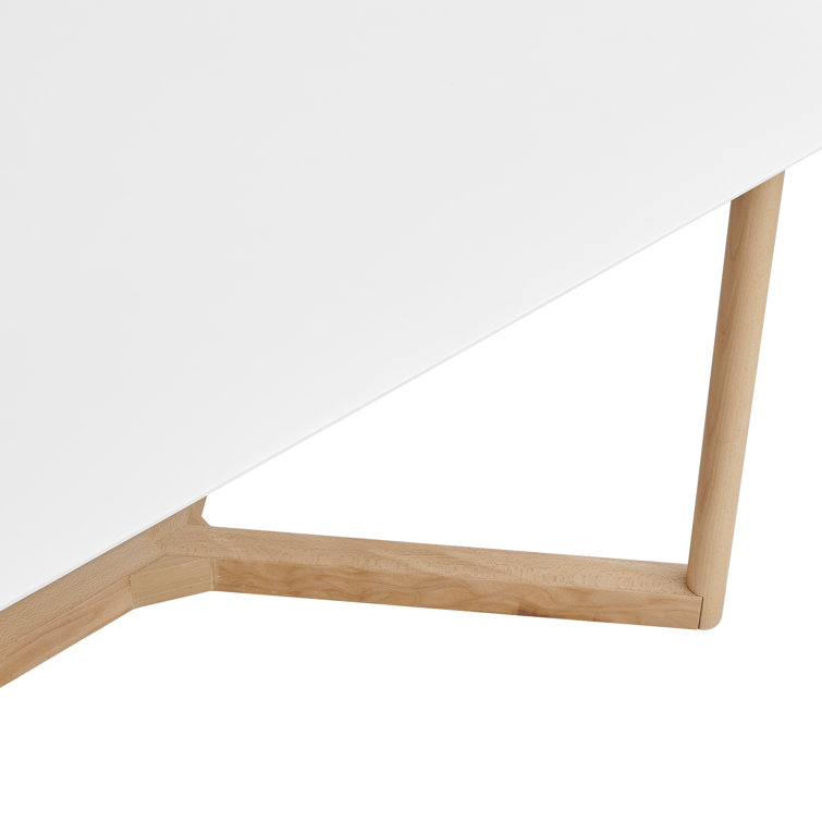 Gia White and Natural Wood Rectangular Dining Table