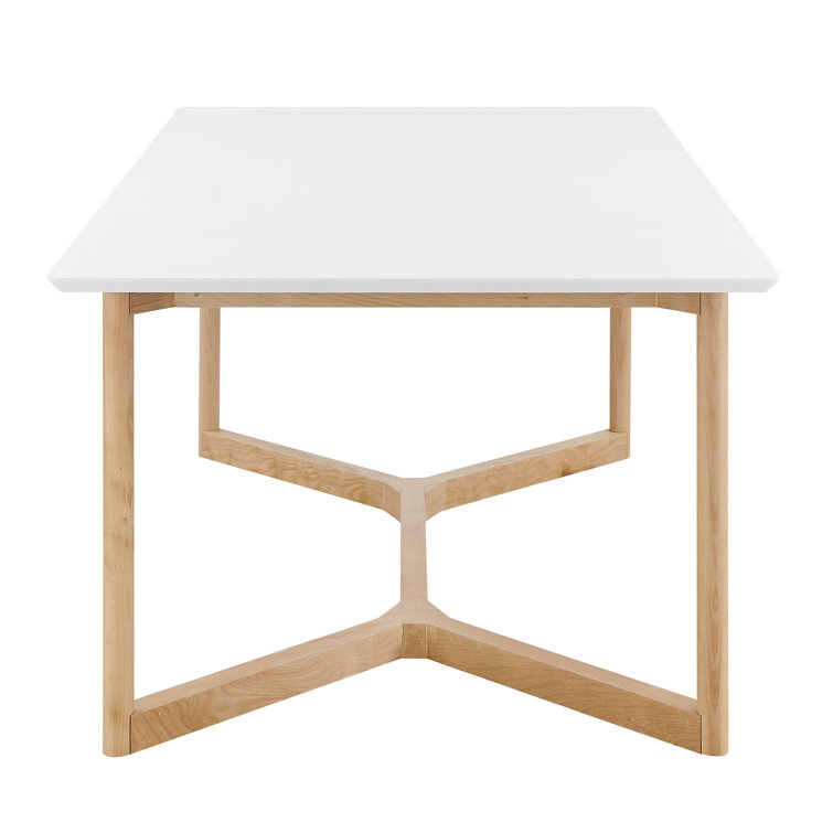 Gia White and Natural Wood Rectangular Dining Table