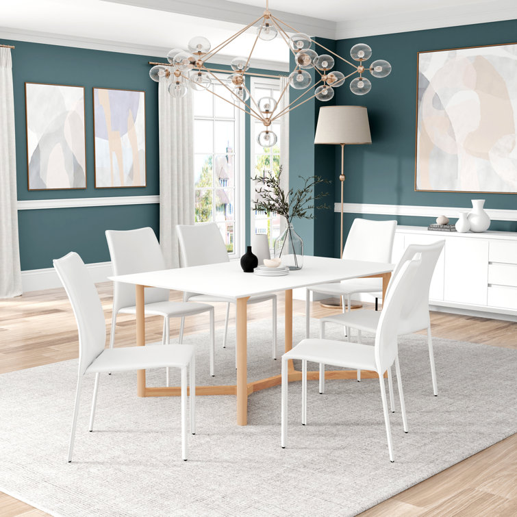 Gia White and Natural Wood Rectangular Dining Table