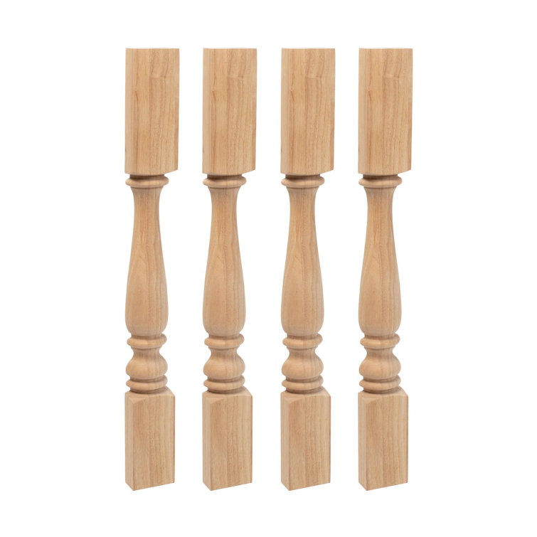 Traditional 35'' Rubberwood Unfinished Kitchen Island Leg 4-Pack