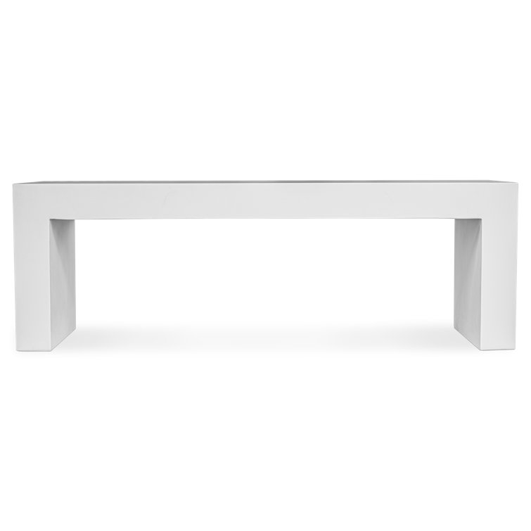 Lazarus White Fiber-Reinforced Concrete Outdoor Dining Bench