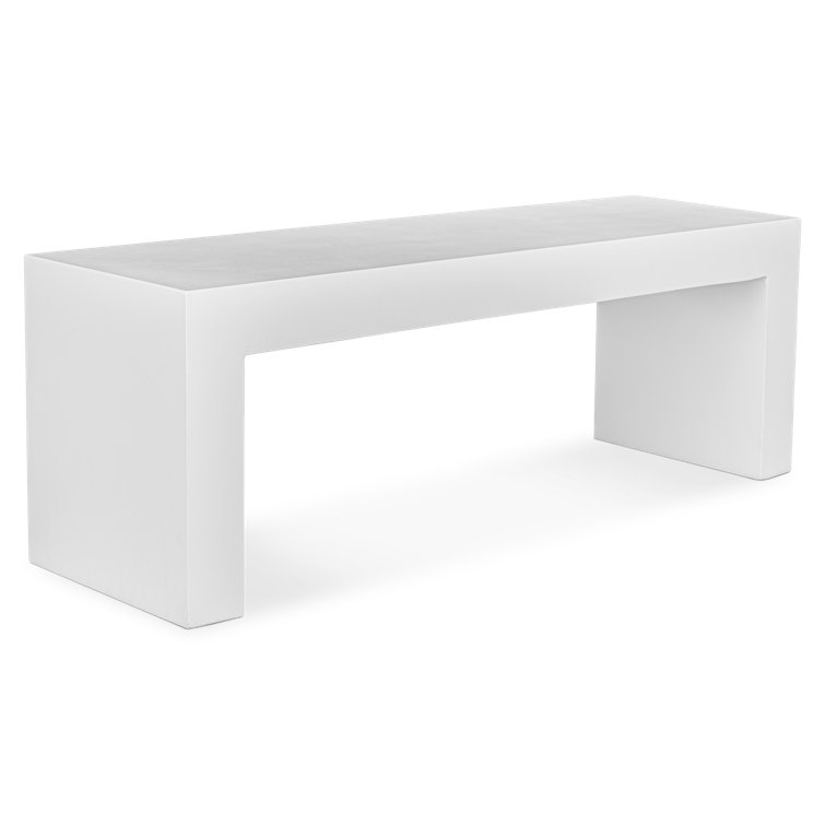 Lazarus White Fiber-Reinforced Concrete Outdoor Dining Bench