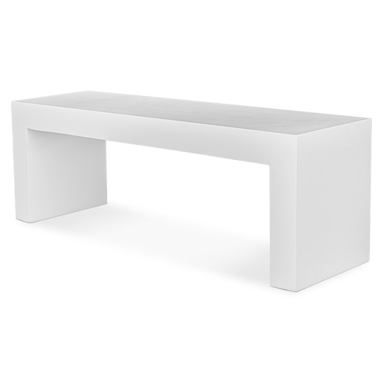 Lazarus White Fiber-Reinforced Concrete Outdoor Dining Bench