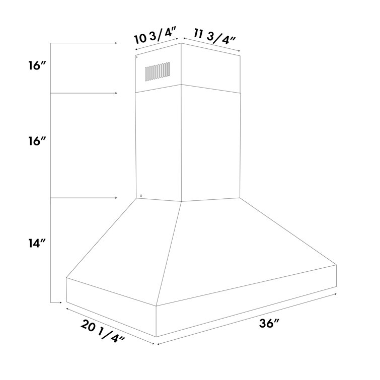36-inch Stainless Steel Wall Mounted Convertible Range Hood