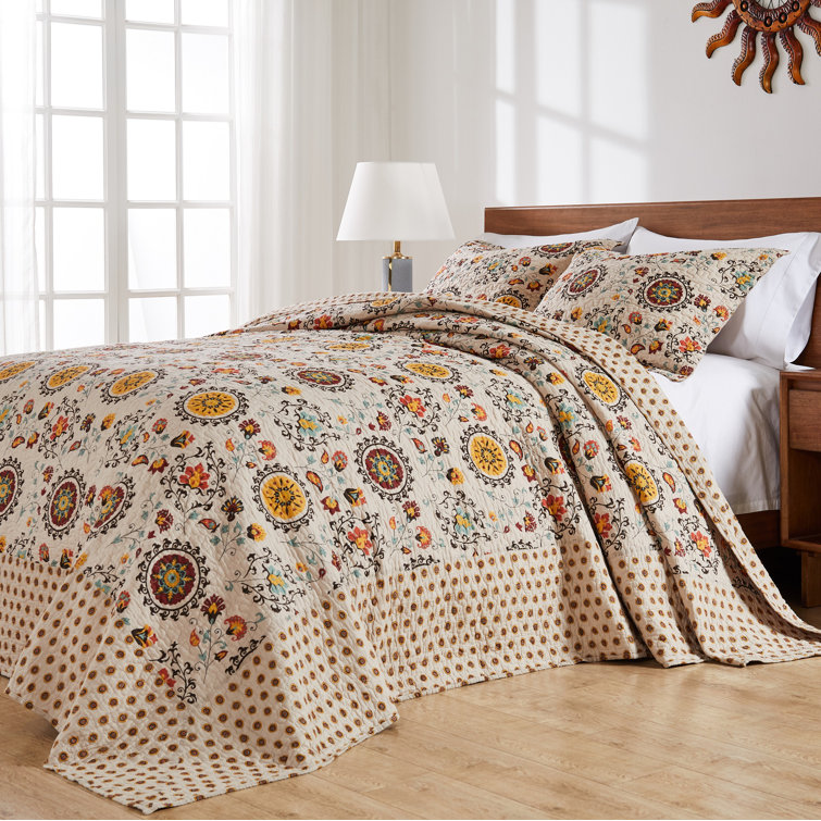 Andorra Full Reversible Cotton Bedspread Set in Brown