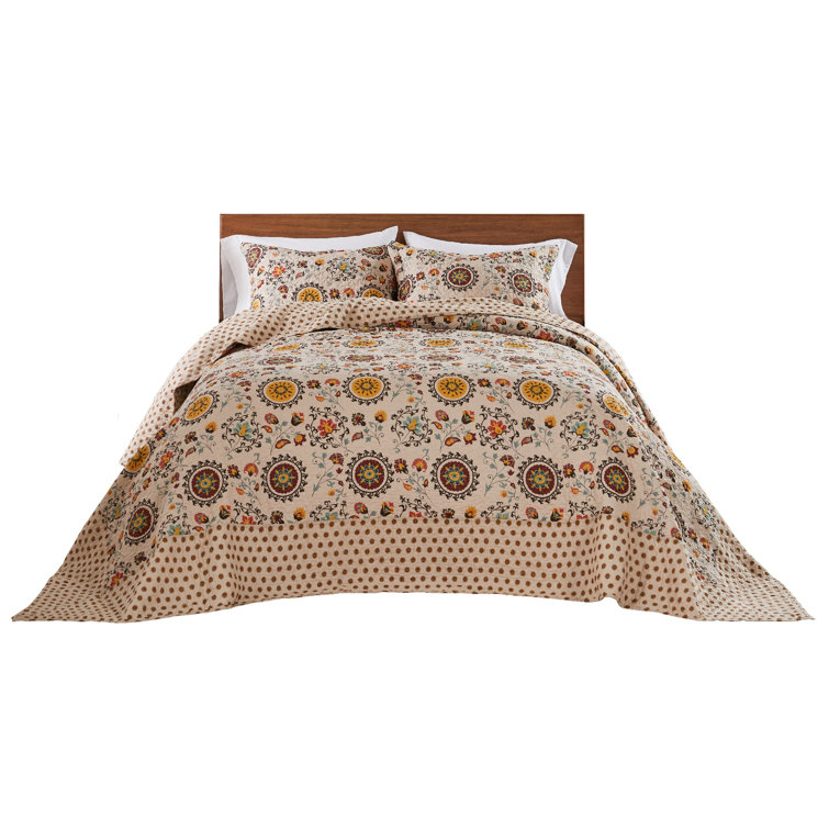 Andorra Full Reversible Cotton Bedspread Set in Brown