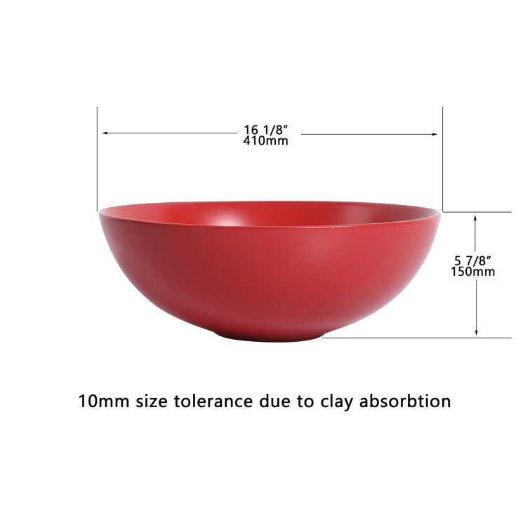 Matte Red 16" Ceramic Round Bathroom Vessel Sink