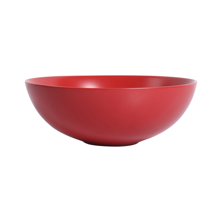 Matte Red 16" Ceramic Round Bathroom Vessel Sink