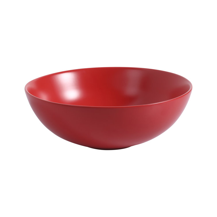 Matte Red 16" Ceramic Round Bathroom Vessel Sink