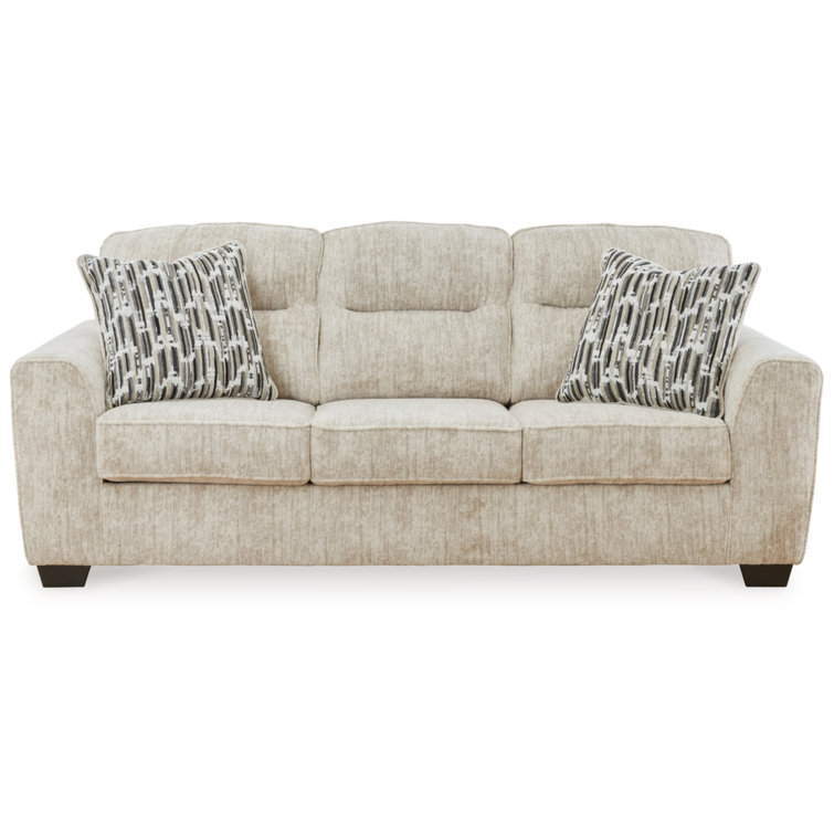 Beige Fabric Stationary Sofa with Removable Cushions