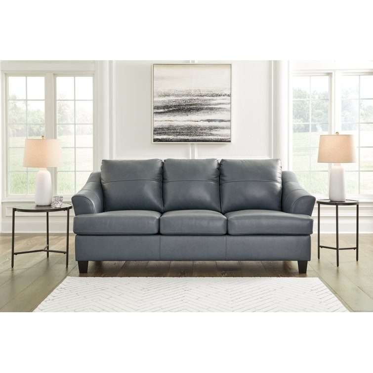 Genoa 88'' Gray Faux Leather Contemporary Sofa