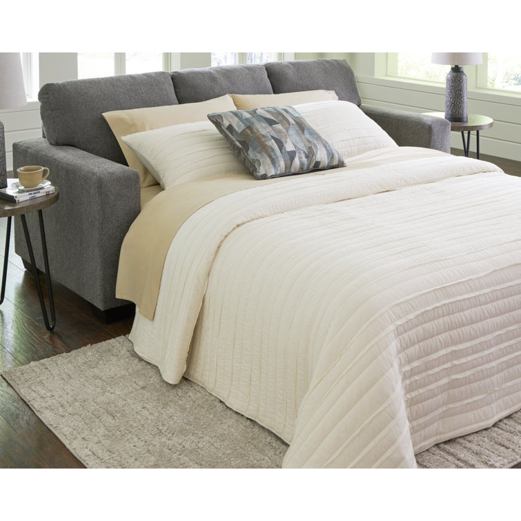 Gray Fabric Queen Sleeper Sofa with Memory Foam Mattress