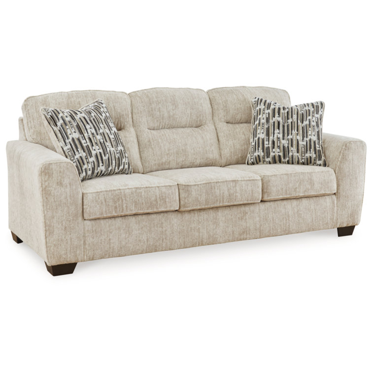 Beige Fabric Stationary Sofa with Removable Cushions