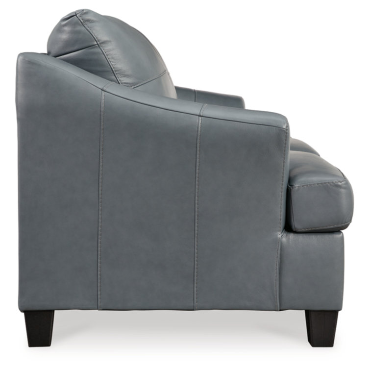 Genoa 88'' Gray Faux Leather Contemporary Sofa