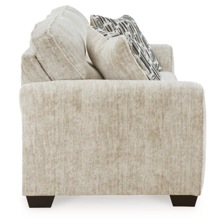 Beige Fabric Stationary Sofa with Removable Cushions