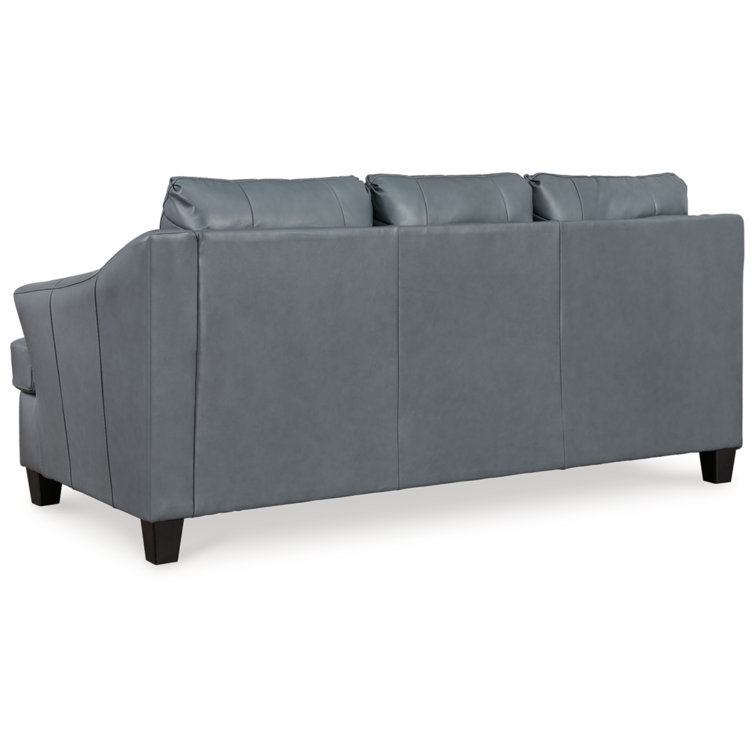 Genoa 88'' Gray Faux Leather Contemporary Sofa