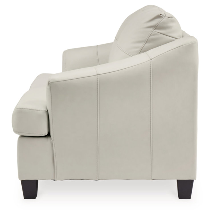 White Faux Leather Modern Stationary Loveseat with Flared Arms