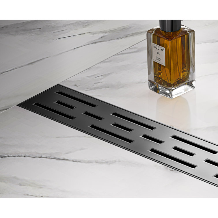 Matt Black Stainless Steel Linear Shower Drain with Adjustable Feet